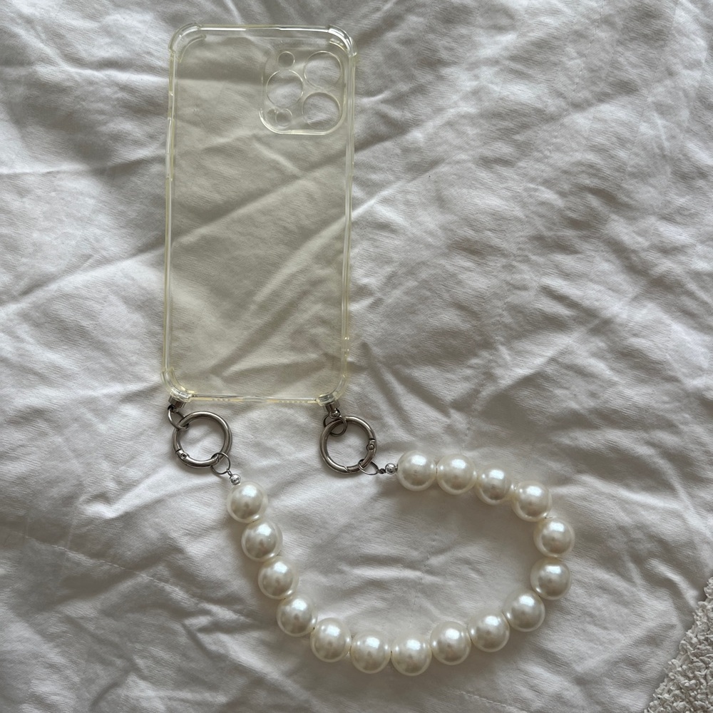 iPhone 13 Pro Max Case with Pearl Strap